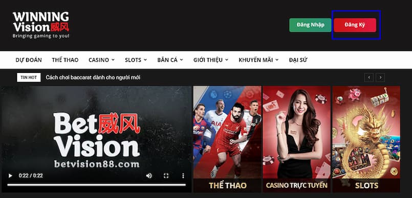 Website ấn tượng của sân chơi cá cược uy tín Betvision